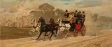 Alexander Pock, Horse and Carraige Scenes, Oil on board