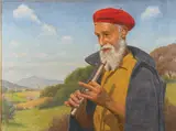 Pap Domokos, Shepherd with Flute, Oil on canvas