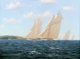 Stephen J. Renard, A Yacht Racing Scene, Oil on canvas