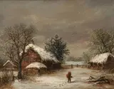 William Stone, A Warwickshire Farmhouse in Winter, Oil on canvas