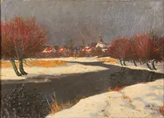 Winter River Landscape by Otto Hoffmann, Oil on canvas, offered Nov 2012
