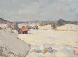 Svend Sinding Christensen, Winter Landscape, Oil on canvas board