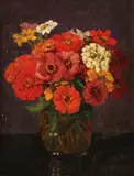 German School, Still Life with Zinnias