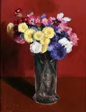 Aristide Capelle, Bouquet of Flowers in a Cut Glass Vase, Oil on artist board