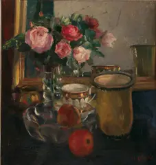 Hildegard Glade, Still Life with Roses, Oil on canvas
