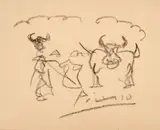 Bullfight by Pablo Picasso, Black crayon on paper, offered Nov 2012