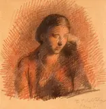 Pavel Tchelitchew, Bust Portrait of Seated Woman
