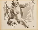 Georg Kolbe, Female Nude, Pen and ink