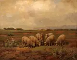 Royal Milleson, Pastoral Scene with Sheep, Oil on canvas