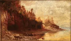 Along the Rocky Shore by Carl Philipp Weber, Oil on canvas, offered Nov 2012
