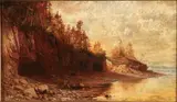 Carl Philipp Weber, Along the Rocky Shore, Oil on canvas