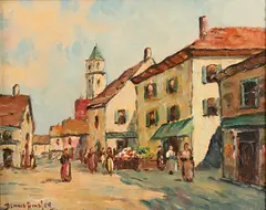 Dennis Ainsley, Brittany Scene, Oil on canvas board
