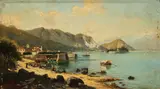 Giovanni Battista Ferrari, View of Lake Maggiore, Oil on wood panel