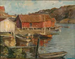 Scandinavian School, A Harbor Scene, Oil on canvas