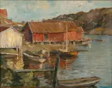 Scandinavian School, A Harbor Scene, Oil on canvas