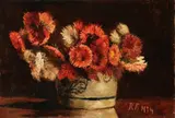 Still Life of Flowers in a Stoneware Pot by Continental School, Oil on canvas, offered Nov 2012