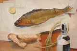Alekseenko, Still Life with Fish and Vodka Bottle, Oil on canvas