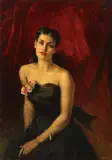 Guilio Salti, Portrait of an Elegant Woman in a Black Dress, Oil on masonite