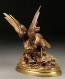 Louis Emile Cana, Eagle with Prey Clutched in Talons, Bronze with brown patina