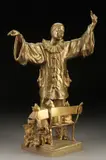 Ernest Wante, Pierot Conducting Four Cats, Gilt bronze
