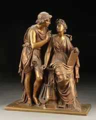 Thomas Nelson MacLean, A Neoclassical Allegory of Music and Poetry, Bronze with brown patina