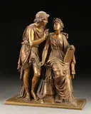 Thomas Nelson MacLean, A Neoclassical Allegory of Music and Poetry, Bronze with brown patina