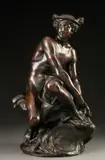 Jean-Baptiste Pigalle, Mercury Attaching His Wings, Bronze with dark brown patina