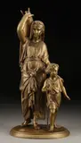 Léon Pilet, Hagar and Ishmael, Bronze with gilt patina