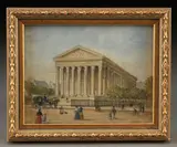 Louis Auguste Moreau, Le Madeleine Church, Paris, Gouache on ivory panel