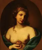 Portrait of a Young Woman as Eve by Circle & Follower of Marcantonio Franceshini, Oil on canvas, offered Nov 2011