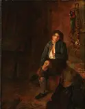 Philips Koninck, Stable Interior with a Young Boy, Oil on wood panel