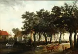 Mendart Hobbema, A Wooded Landscape with a Watermill and Figures, Oil on cradled wood panel