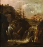Isaacksz van Rulsdael, Landscape with a Waterfall, Oil on wood panel