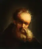Rembrandt van Rijn, Head of a Philosopher, Oil on wood panel