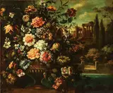Italianate Still Life with Distant Ruins by Continental School, Oil on canvas laid down, offered Nov 2011