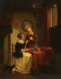 Jan Jacob Mathhis Damschroder, A Musical Interlude, 1850, Oil on wood panel (unframed)