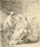 Jean-Honoré Fragonard, The Doctor’s Visit, Black chalk on paper