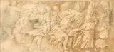 Polidoro da Caravaggio, A Procession, Brown ink and wash on laid paper