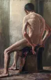 Friedrich Gurlitt, Male Nude Study, 1906, Watercolor and gouache