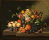 Georg Seitz, Fruit Still Life with Butterfly, Oil on canvas