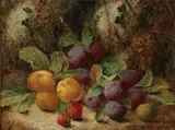 Oliver Clare, Still Life with Fruit on a Mossy Bank