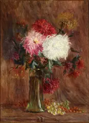 Louis Moreau, Floral Still Life with Grapes, circa 1915, Oil on canvas
