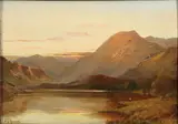 Alfred de Breanski, Highland Loch Landscape at Dusk, Oil on wood panel