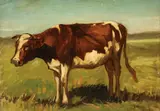 Antoine Mauve, Cow in Landscape, Oil on paper laid down