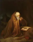 Gerrit Dou, Two Hermits at Prayer, Oil on wood panel