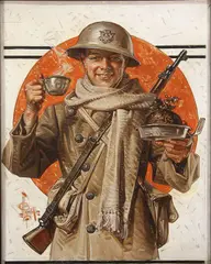 J. C. Leyendecker, A Soldier’s Thanksgiving - Saturday Evening Post Cover, December 8, 1917, Oil on canvas