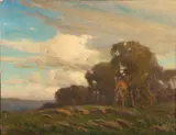Frank Peyraud, Landscape with Grassy Clearing Near Forest, Oil on canvas