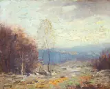 George M. Bruestle, Lyme Autumn Landscape, Oil on board