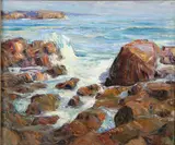 Ivan Summers, Surf and Rocks at Gloucester, Massachusetts, Oil on canvas