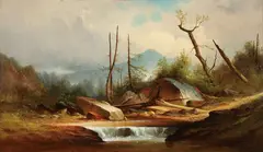 George Frederick Bensell, Expansive Pennsylvania Landscape with Stream, Oil on canvas